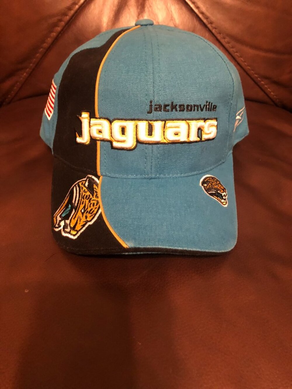 Vintage NFL Pro Line Jacksonville Jaguars Reebok Strapback Hat Teal Black